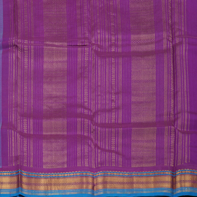Hayagrivas Printed Pure Silk Cotton Saree Sea Blue with Purple  HBE233F6-3