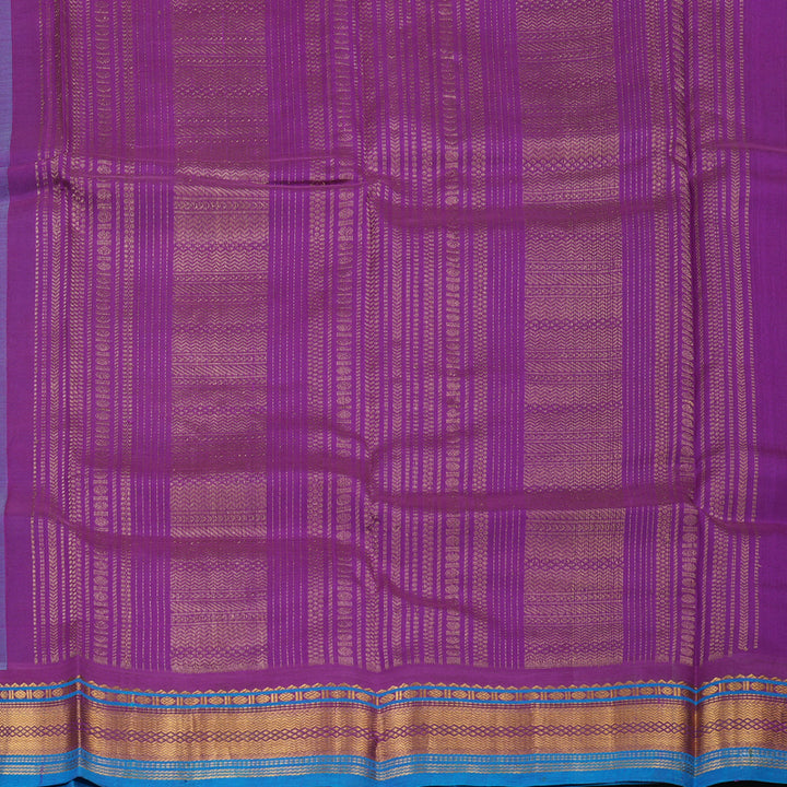 Hayagrivas Printed Pure Silk Cotton Saree Sea Blue with Purple  HBE233F6-3