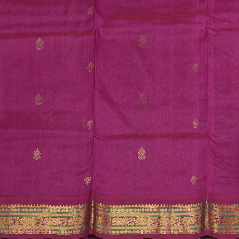 Hayagrivas Handloom Kanjivaram silk cotton saree in Mango yellow with Purple HBE233F6-4