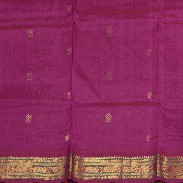 Hayagrivas Handloom Kanjivaram silk cotton saree in Mango yellow with Purple HBE233F6-4