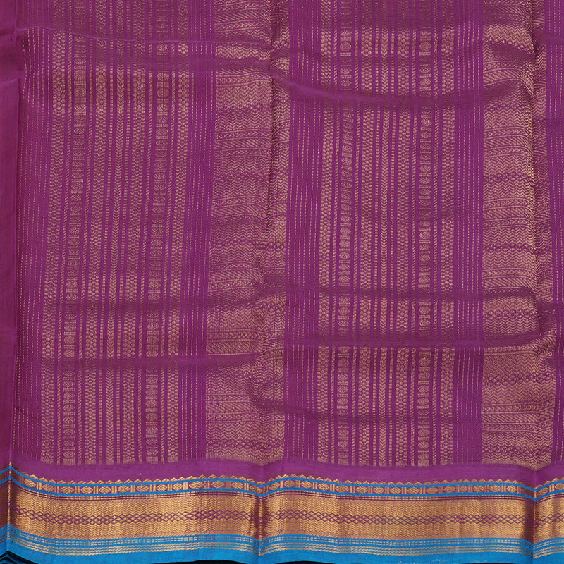 Hayagrivas Handloom Printed Silk Cotton Saree In Vibrant Orange with Purple HBE233F6-6