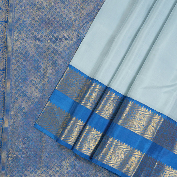 Hayagrivas Handloom Pure Kanjivaram Silk Saree in Tranquil Light Powder Blue HBE238F2-1