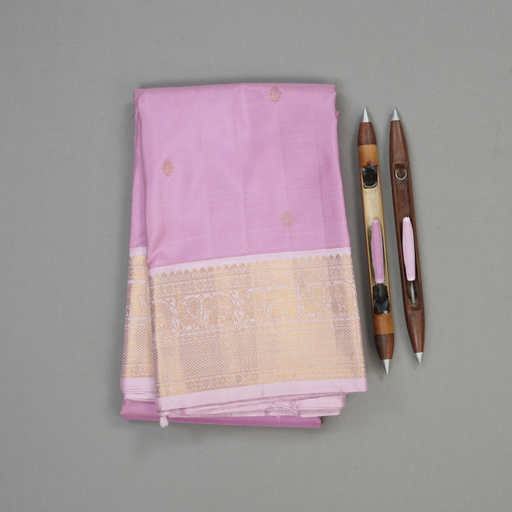 Hayagrivas Handloom Lavendar Kanjivaram Silk Saree with Baby Pink border HBE286F1-1