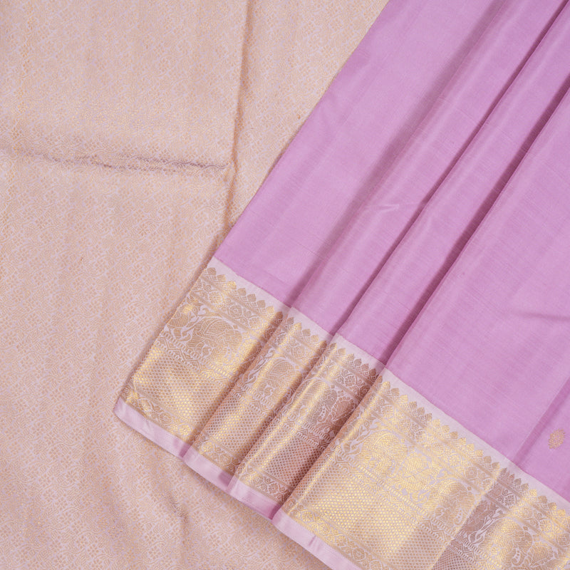 Hayagrivas Handloom Lavendar Kanjivaram Silk Saree with Baby Pink border HBE286F1-1