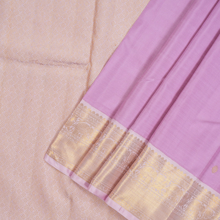 Hayagrivas Handloom Lavendar Kanjivaram Silk Saree with Baby Pink border HBE286F1-1