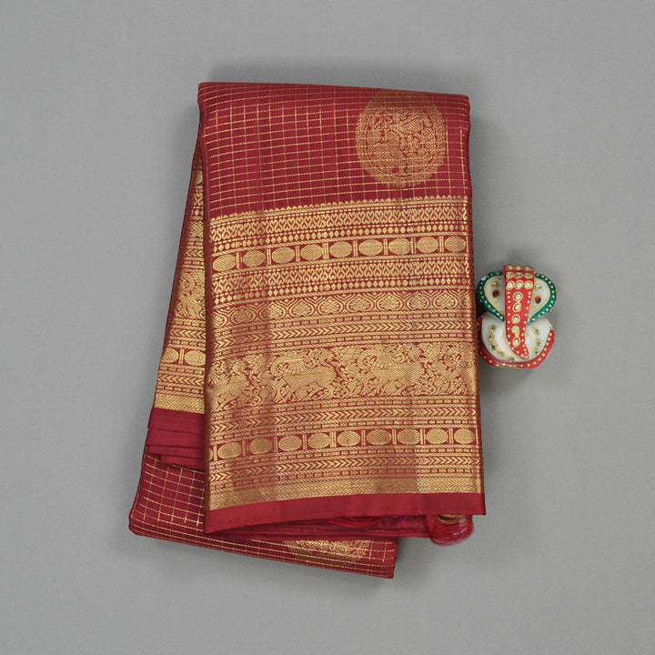 Hayagrivas Handlooom Kanjivaram Silk Saree in Regal Maroon HBE302F42-2