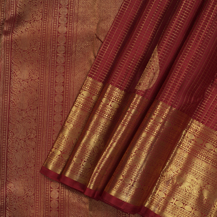 Hayagrivas Handlooom Kanjivaram Silk Saree in Regal Maroon HBE302F42-2