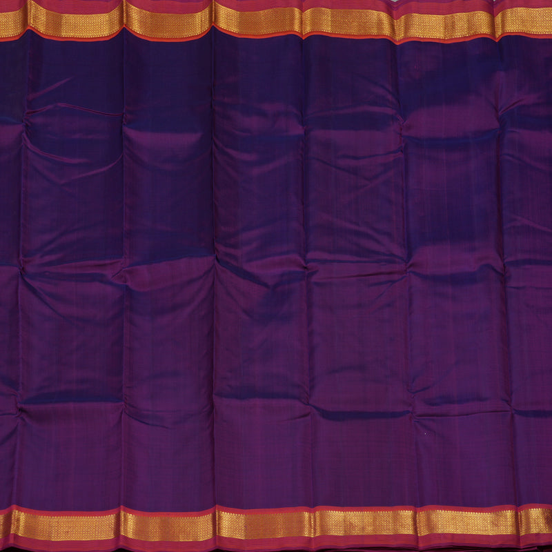 Hayagrivas Handloom Purple Kanjivaram Silk Saree with Orangish-Pink Border HBE30D1-4