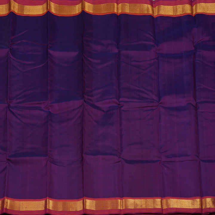 Hayagrivas Handloom Purple Kanjivaram Silk Saree with Orangish-Pink Border HBE30D1-4