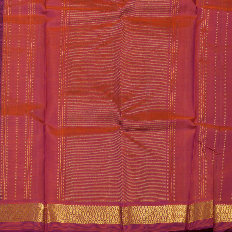 Hayagrivas Handloom Purple Kanjivaram Silk Saree with Orangish-Pink Border HBE30D1-4