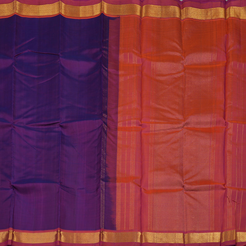 Hayagrivas Handloom Purple Kanjivaram Silk Saree with Orangish-Pink Border HBE30D1-4