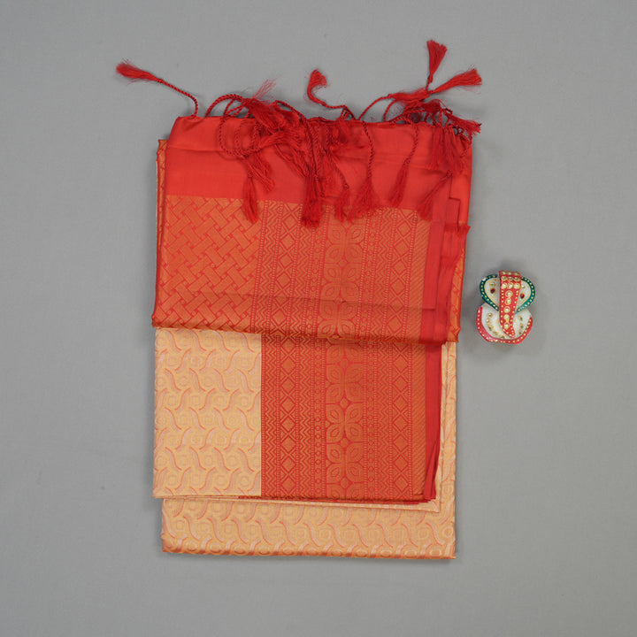 Hayagrivas Handloom Pure Soft Silk Saree in Splendid Sandal with Red HBE348G1-29