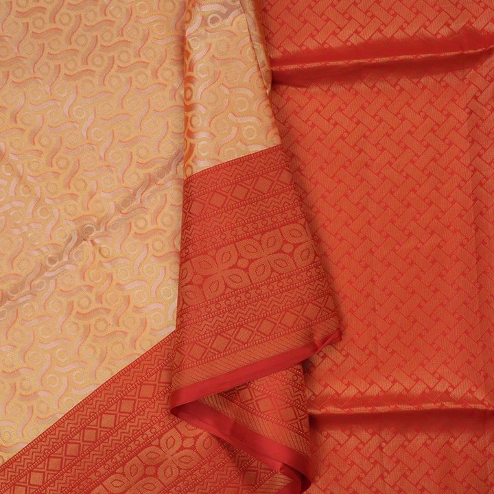 Hayagrivas Handloom Pure Soft Silk Saree in Splendid Sandal with Red HBE348G1-29