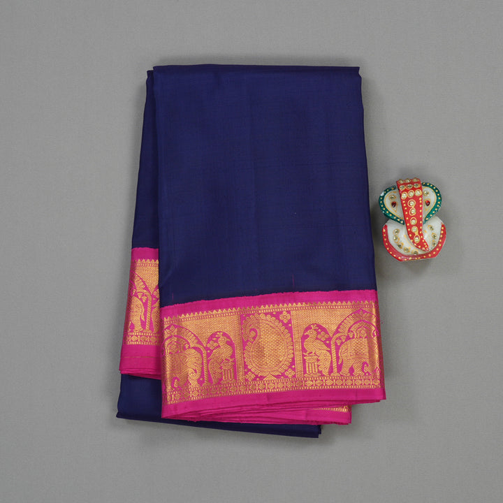 Hayagrivas Handloom Korvai Silk Saree in Navy Blue with Pink HBE357G17-1