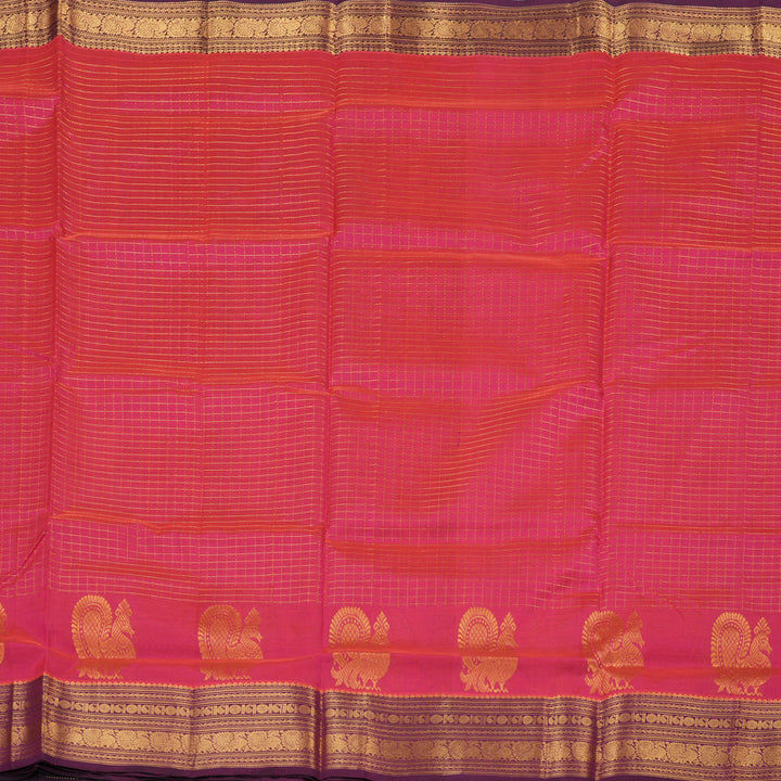 Hayagrivas Pure Silk Cotton Saree in Pink with Wine Purple KBE401E10-2