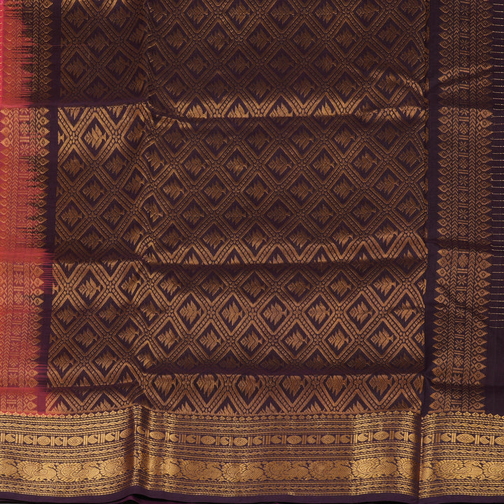 Hayagrivas Pure Silk Cotton Saree in Pink with Wine Purple KBE401E10-2