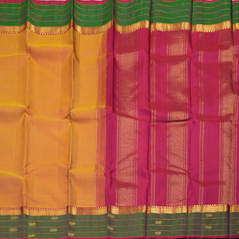 Hayagrivas Honey Mustard Handloom Kanjivaram Silk Saree with Mandhalir Border HBE4231A2-2