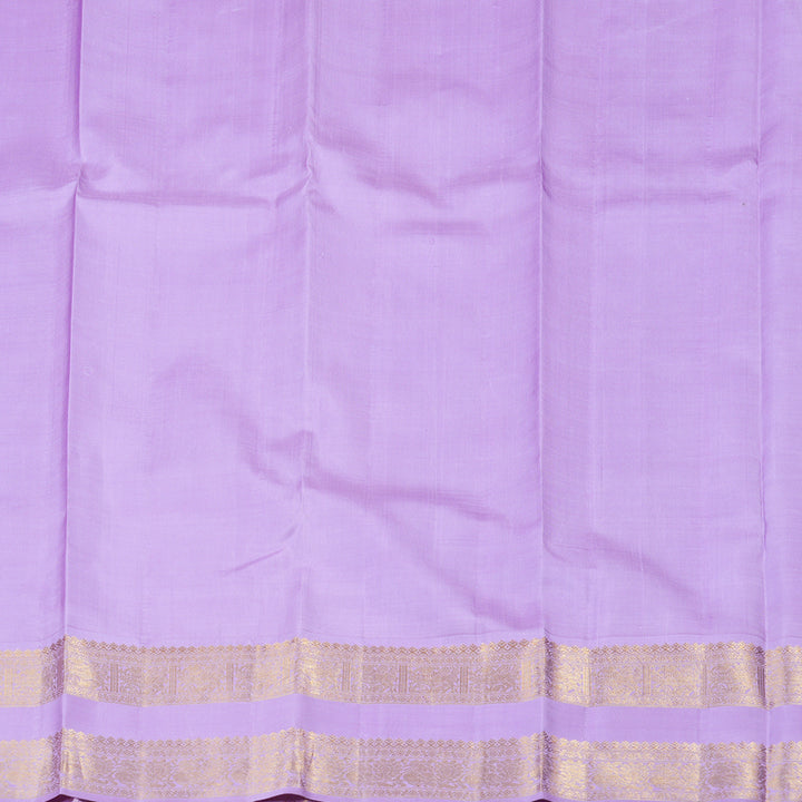 Hayagrivas Silver Grey Handloom Kanjivaram Silk Saree with Lavender Border HBE4234A1-2