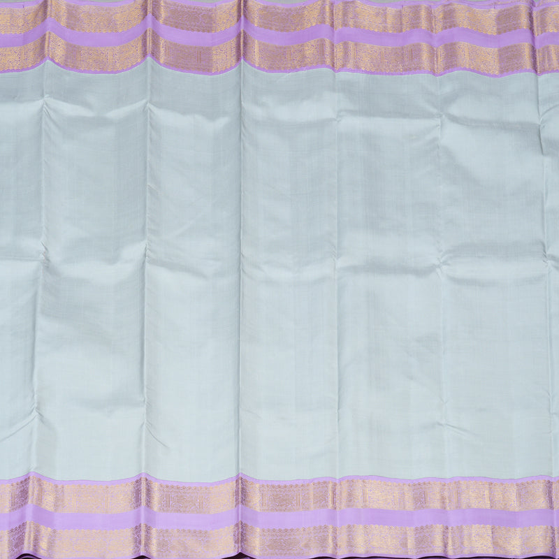 Hayagrivas Silver Grey Handloom Kanjivaram Silk Saree with Lavender Border HBE4234A1-2