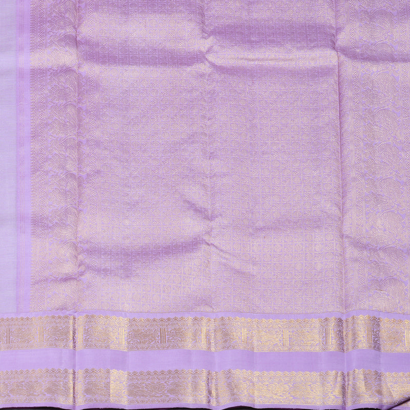 Hayagrivas Silver Grey Handloom Kanjivaram Silk Saree with Lavender Border HBE4234A1-2