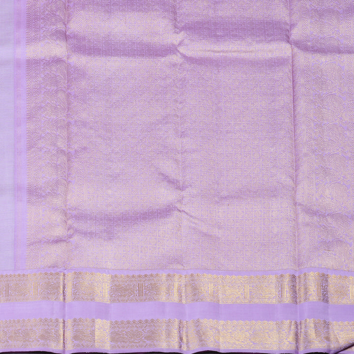 Hayagrivas Silver Grey Handloom Kanjivaram Silk Saree with Lavender Border HBE4234A1-2