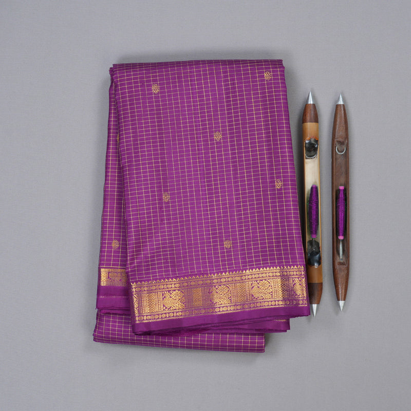 Hayagrivas Violet Handloom Kanjivaram Silk Saree with Dark Purple Border HBE4235A1-1