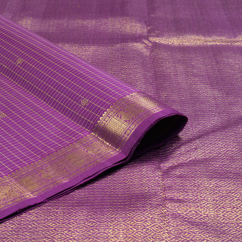 Hayagrivas Violet Handloom Kanjivaram Silk Saree with Dark Purple Border HBE4235A1-1