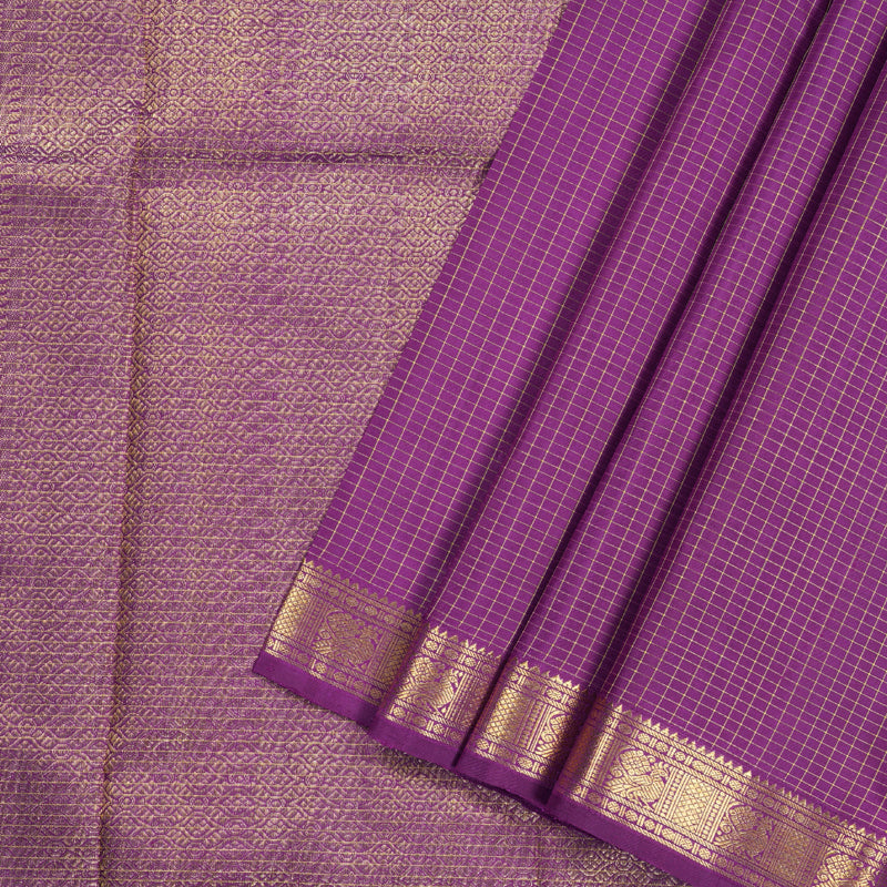 Hayagrivas Violet Handloom Kanjivaram Silk Saree with Dark Purple Border HBE4235A1-1