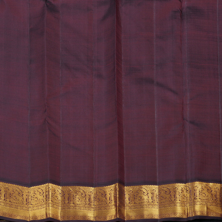 Hayagrivas Peach Pink Handloom Kanjivaram Silk Saree with Wine Maroon Border HBE4303B1-2