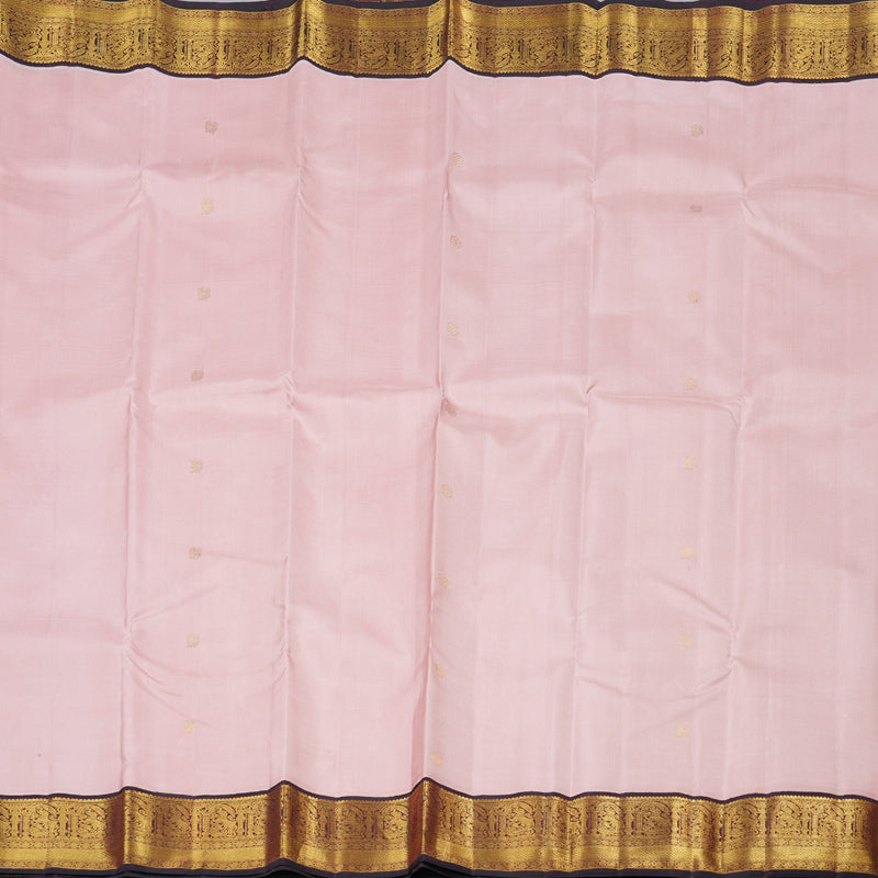 Hayagrivas Peach Pink Handloom Kanjivaram Silk Saree with Wine Maroon Border HBE4303B1-2