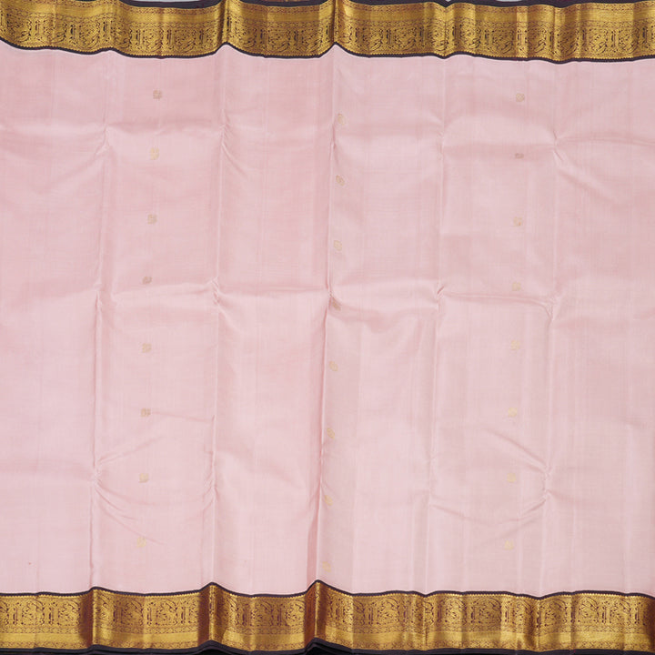Hayagrivas Peach Pink Handloom Kanjivaram Silk Saree with Wine Maroon Border HBE4303B1-2