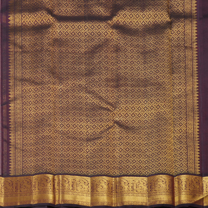 Hayagrivas Peach Pink Handloom Kanjivaram Silk Saree with Wine Maroon Border HBE4303B1-2