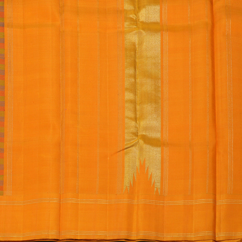 Hayagrivas Handloom Multicolour Checks Kanjivaram Silk Saree with Orange Border HBE4340C1-1