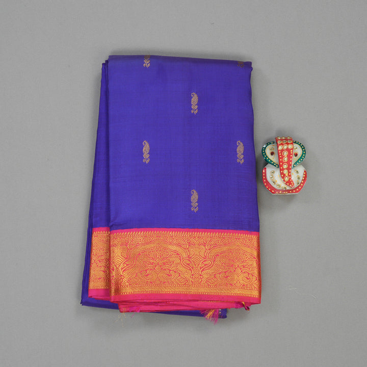 Hayagrivas Handloom Kanjivaram Silk Saree in Vivid Royal Blue HBE4369C4-1