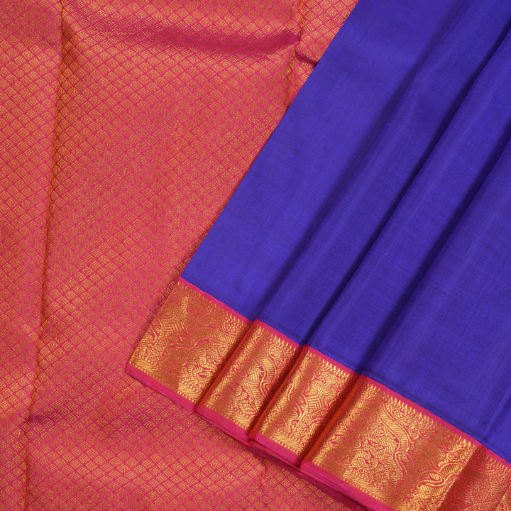 Hayagrivas Handloom Kanjivaram Silk Saree in Vivid Royal Blue HBE4369C4-1