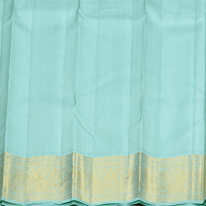 Hayagrivas Dark Brown Handloom Kanjivaram Silk Saree with Light Sky Blue Border HBE4385C1-2