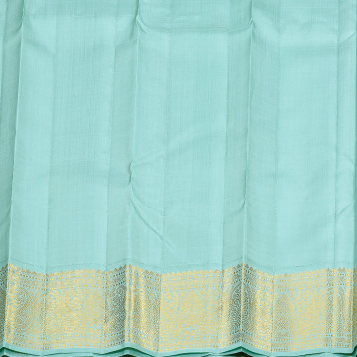 Hayagrivas Dark Brown Handloom Kanjivaram Silk Saree with Light Sky Blue Border HBE4385C1-2
