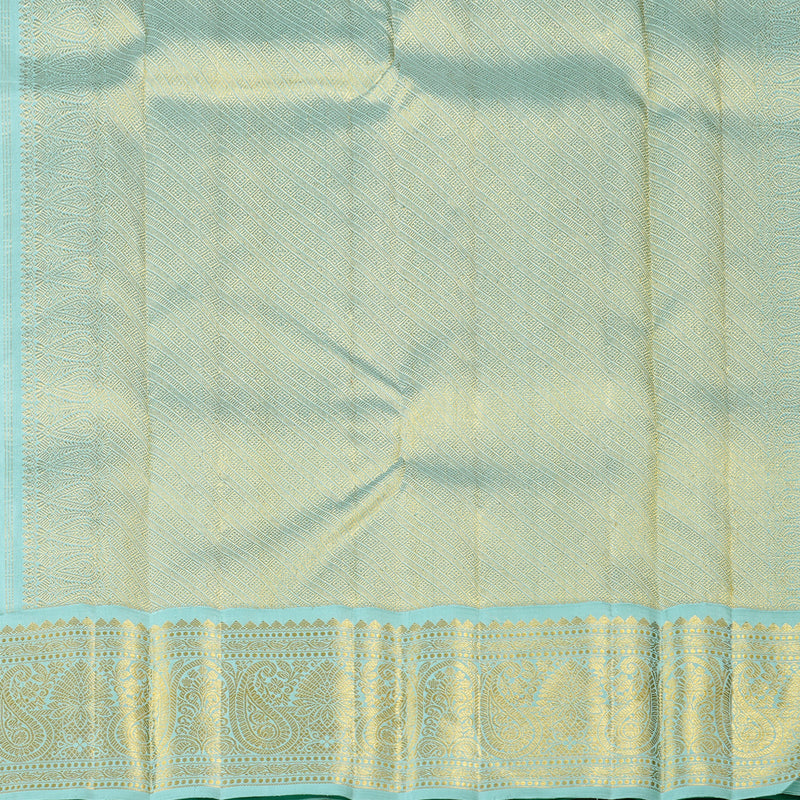Hayagrivas Dark Brown Handloom Kanjivaram Silk Saree with Light Sky Blue Border HBE4385C1-2