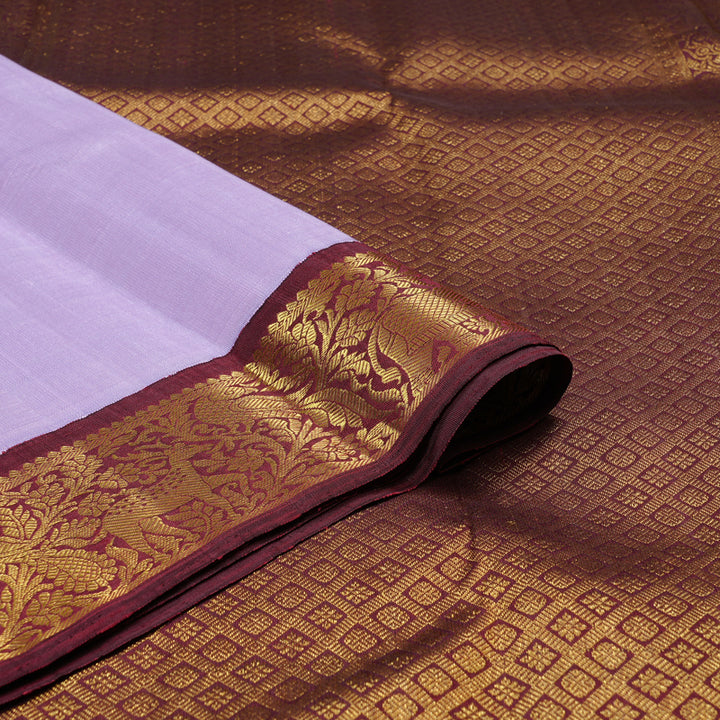 Hayagrivas Handloom Kanjivaram Silk Saree in Enchanting Lavender HBE4385C2-1