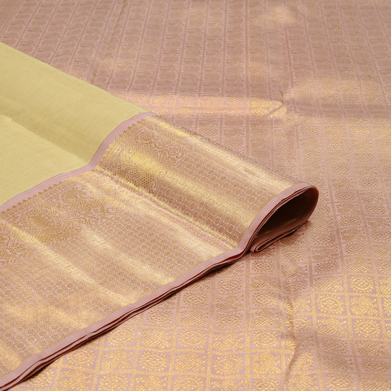 Hayagrivas Sandal Handloom Kanjivaram Silk Saree with Onion Pink Border HBE4386C1-1
