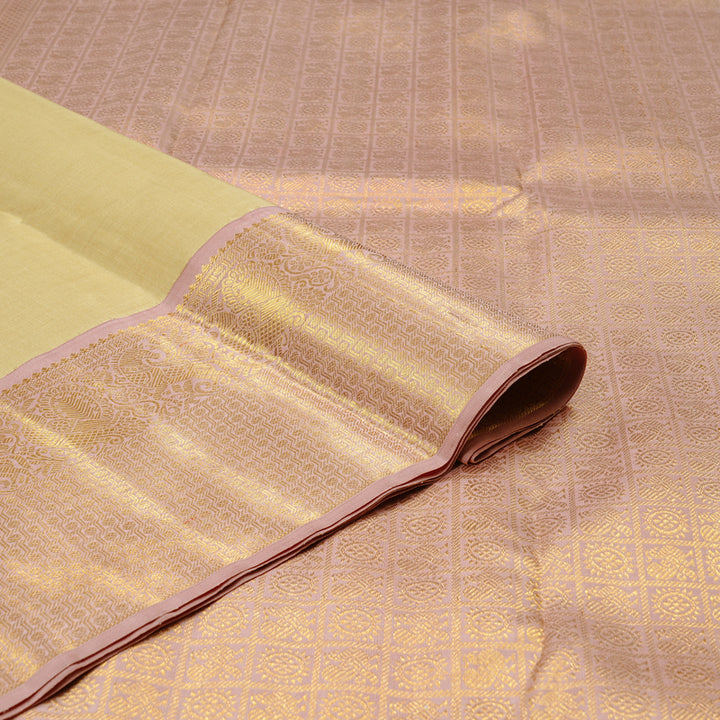 Hayagrivas Sandal Handloom Kanjivaram Silk Saree with Onion Pink Border HBE4386C1-1