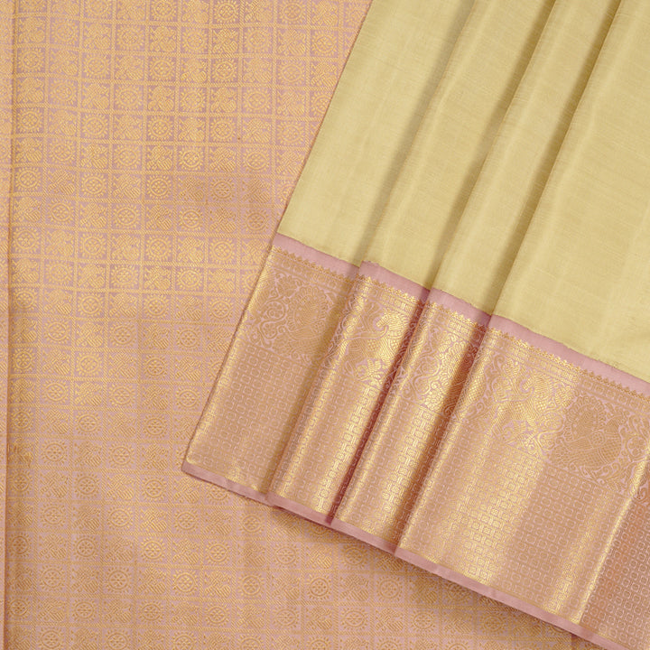 Hayagrivas Sandal Handloom Kanjivaram Silk Saree with Onion Pink Border HBE4386C1-1