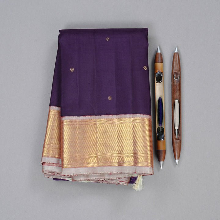 Hayagrivas Indigo Blue Handloom Kanjivaram Silk Saree with Elaichi blend PinkBorder HBE4386C2-1