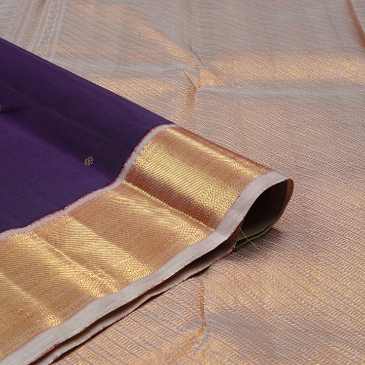 Hayagrivas Indigo Blue Handloom Kanjivaram Silk Saree with Elaichi blend PinkBorder HBE4386C2-1