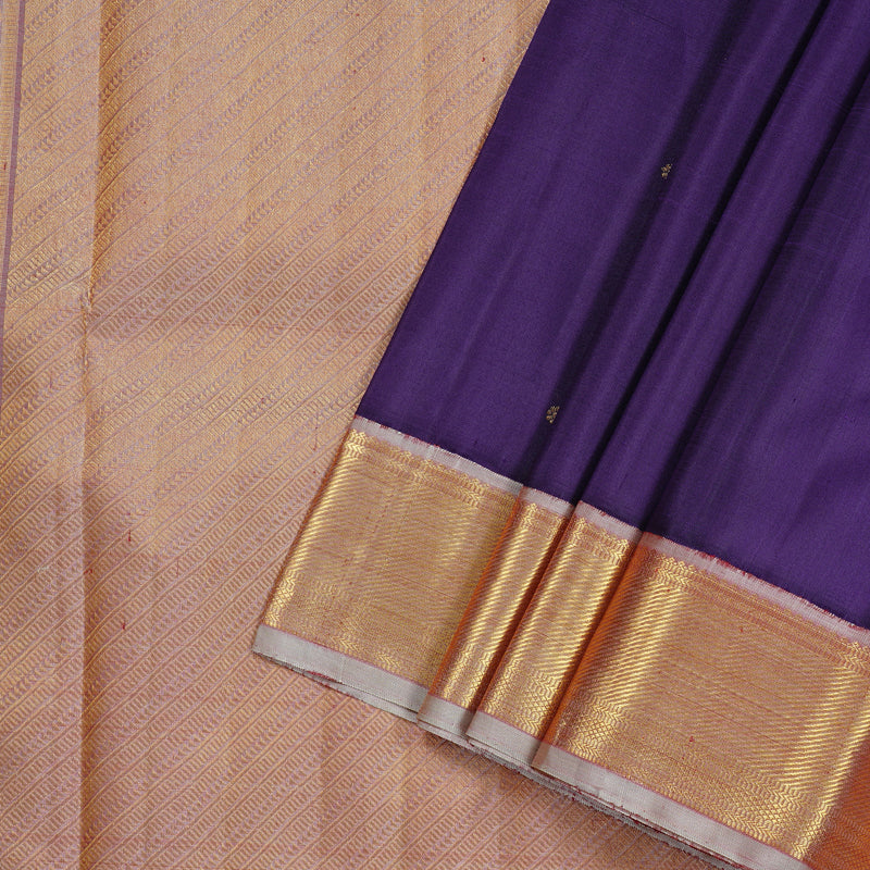 Hayagrivas Indigo Blue Handloom Kanjivaram Silk Saree with Elaichi blend PinkBorder HBE4386C2-1