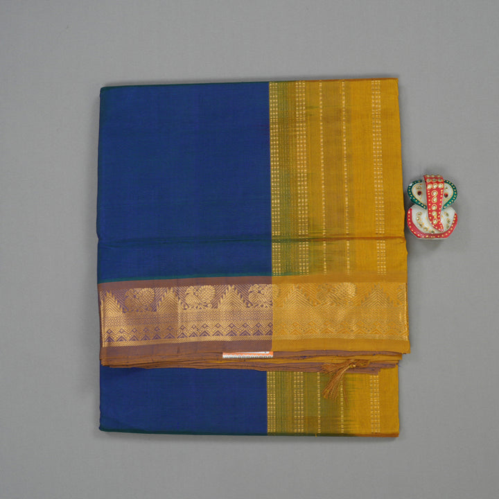 Hayagrivas Pure Silk Cotton Saree in captivating Peacock Blue HBE440G1-10