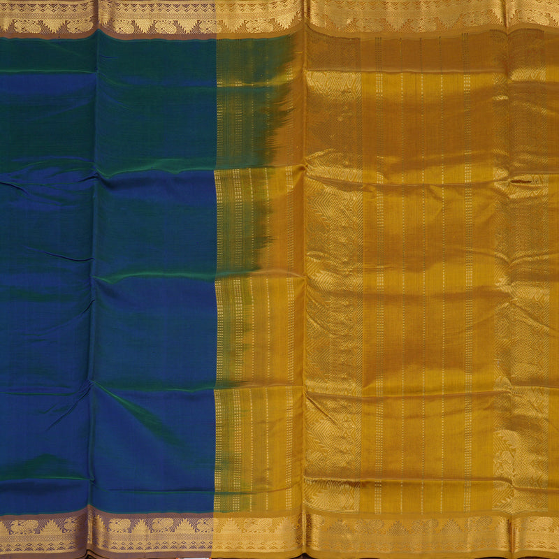 Hayagrivas Pure Silk Cotton Saree in captivating Peacock Blue HBE440G1-10