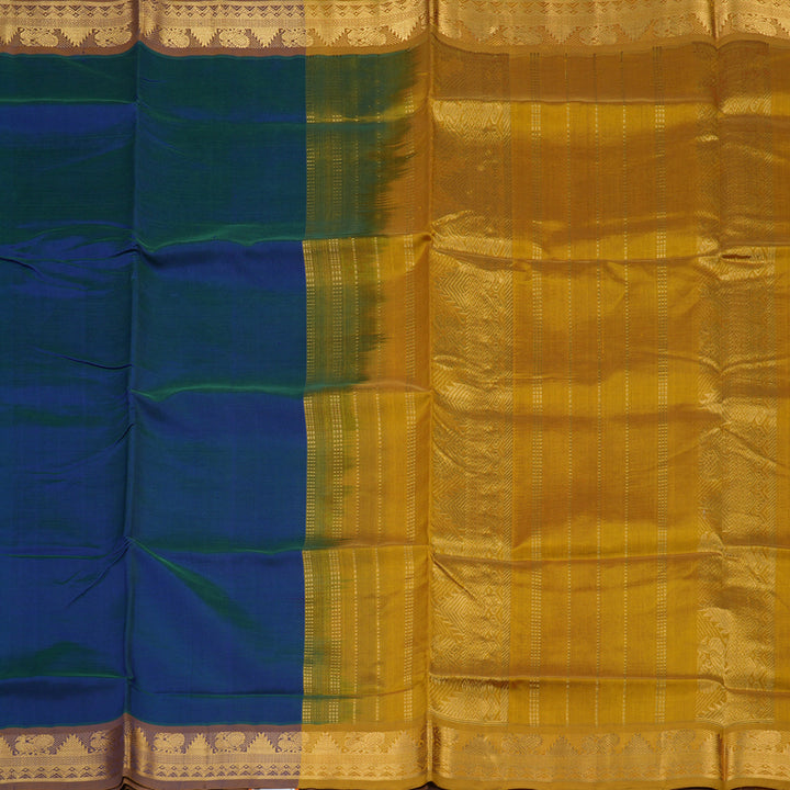 Hayagrivas Pure Silk Cotton Saree in captivating Peacock Blue HBE440G1-10