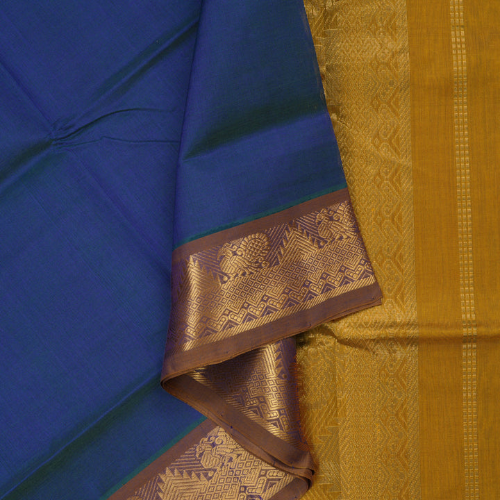 Hayagrivas Pure Silk Cotton Saree in captivating Peacock Blue HBE440G1-10