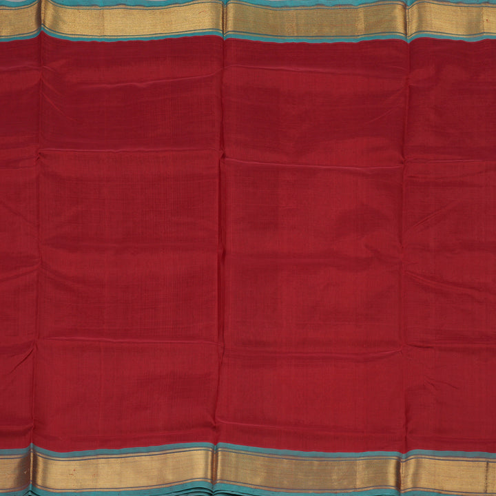Hayagrivas Pure Silk Cotton Saree in Deep Red with Rama Green HBE440G1-2